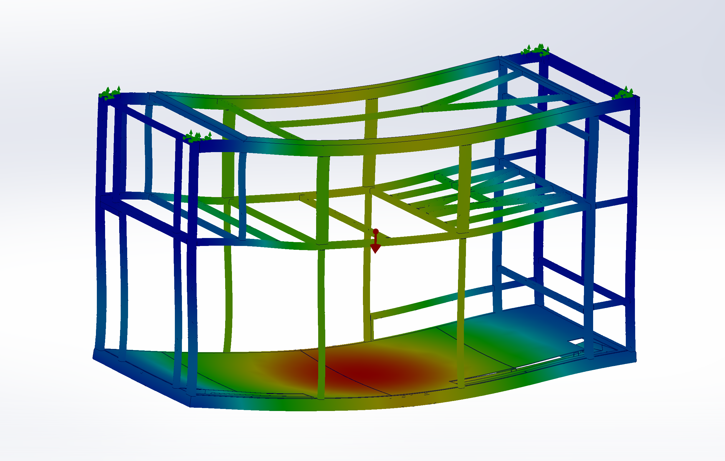 Finite element analysis model of a steel frame