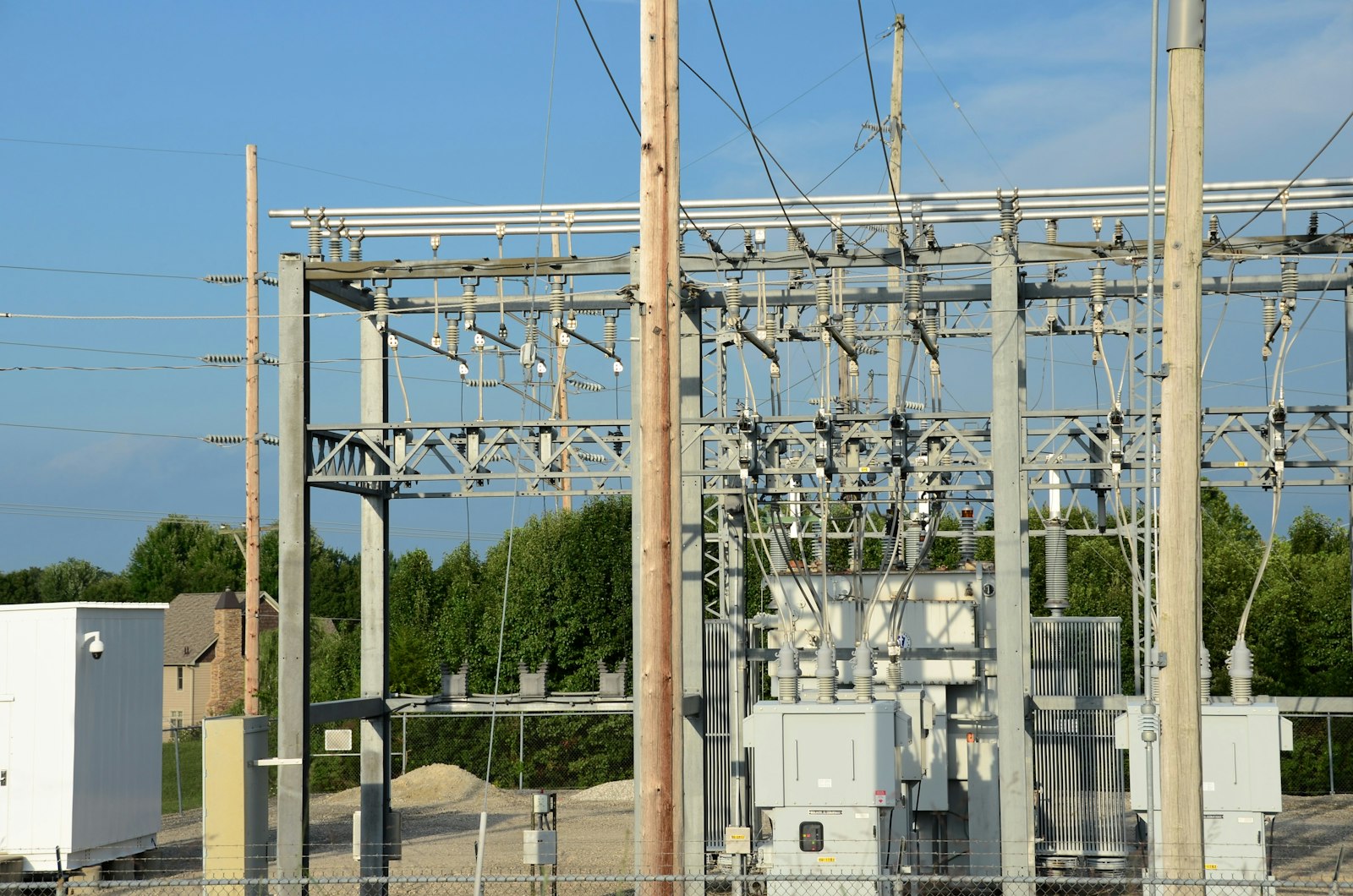 Electrical substation with transformers and power lines